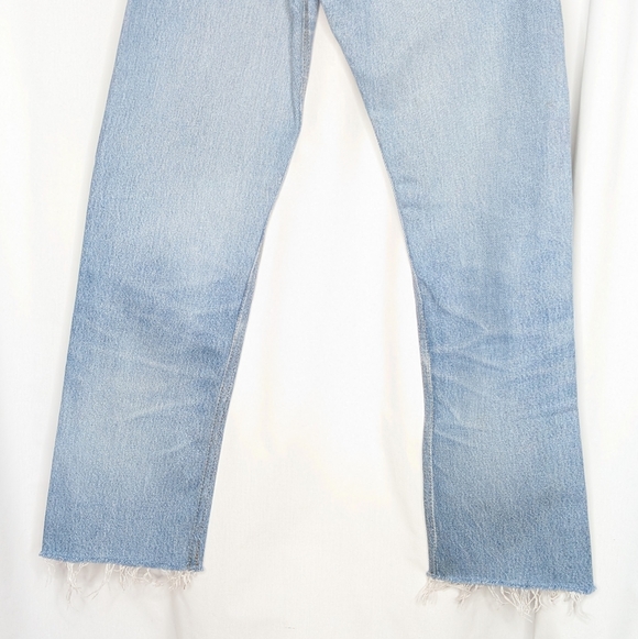 Re/Done Levi's High Rise Stove Pipe Jeans Denim Indigo Cotton Raw Hem - Picture 8 of 12